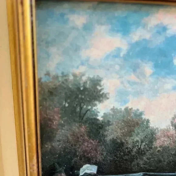 French Canvas Promenade Des Enfants Art by Timoleon Marie Lobrichon Gold Frame - Picture 10 of 16